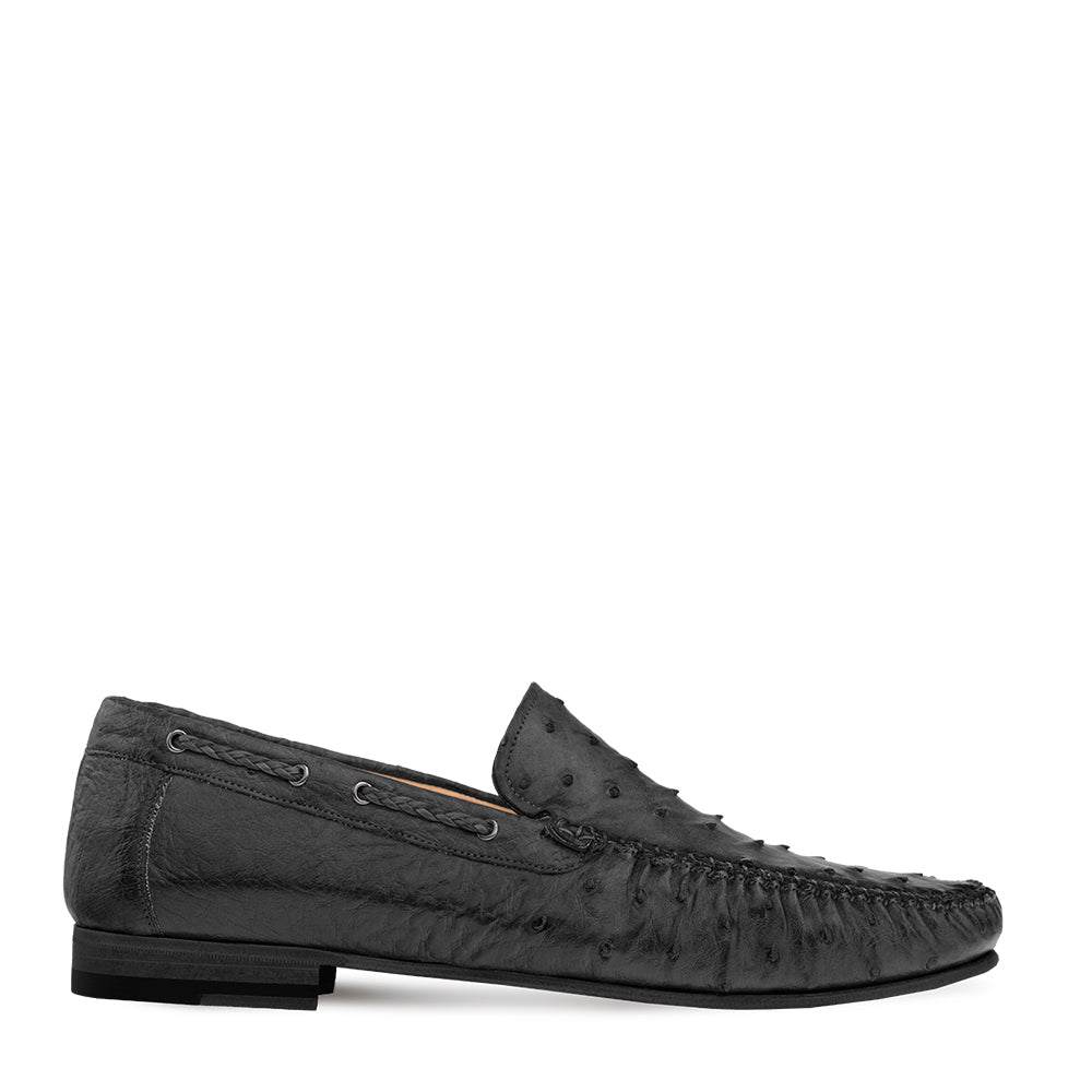 Mezlan Ostrich Leather Moccasin Slip-On Loafers