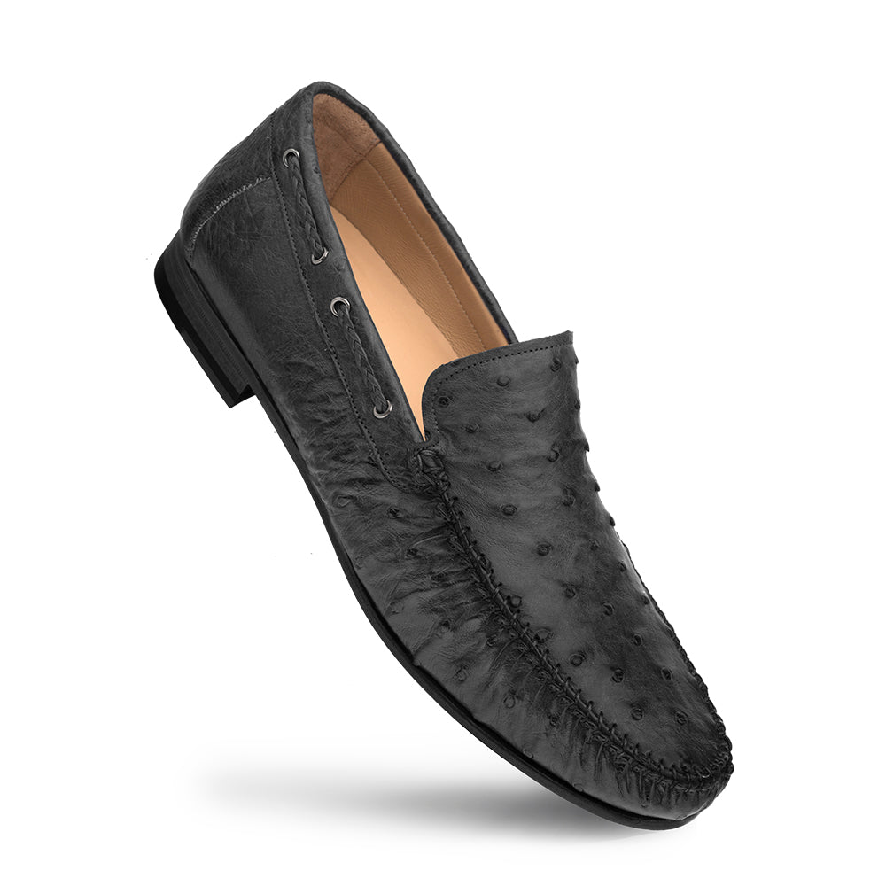 Mezlan Ostrich Leather Moccasin Slip-On Loafers