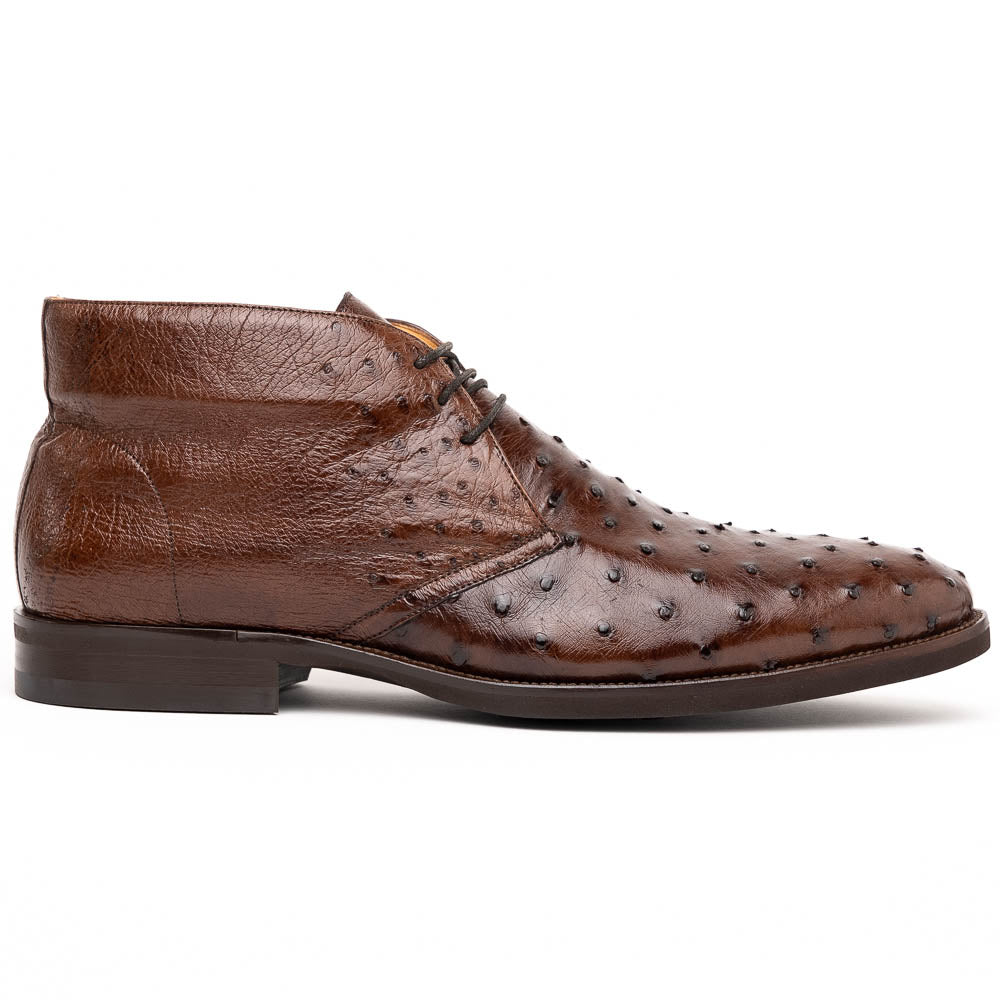 Zelli Marco Brown Chukka Boots in Genuine Ostrich Quill Leather