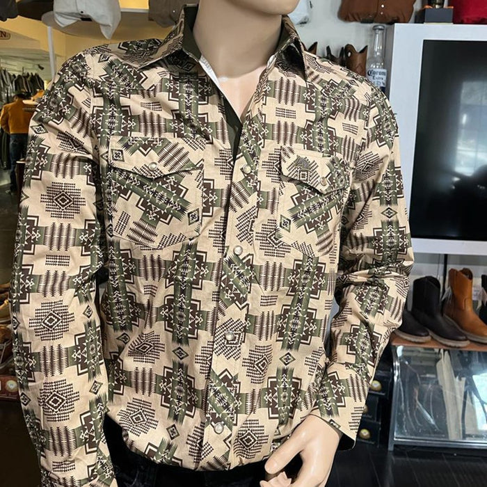 Men's White Diamonds Long Sleeve Grey Western Shirt