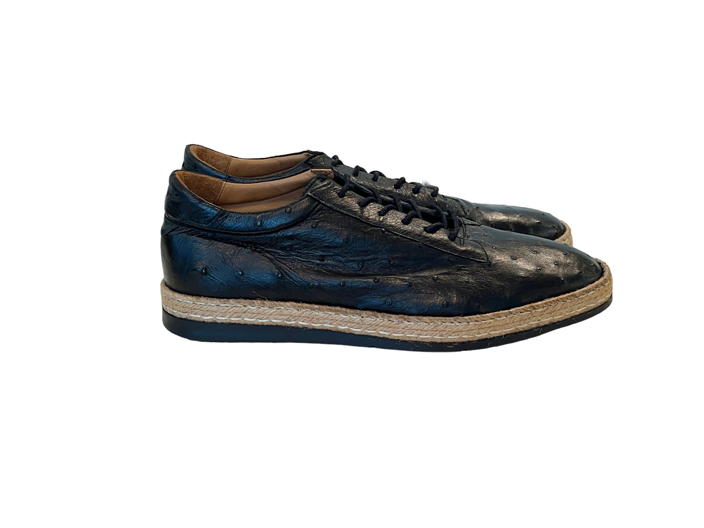 P0105 Monaco Genuine Ostrich Sport- Black