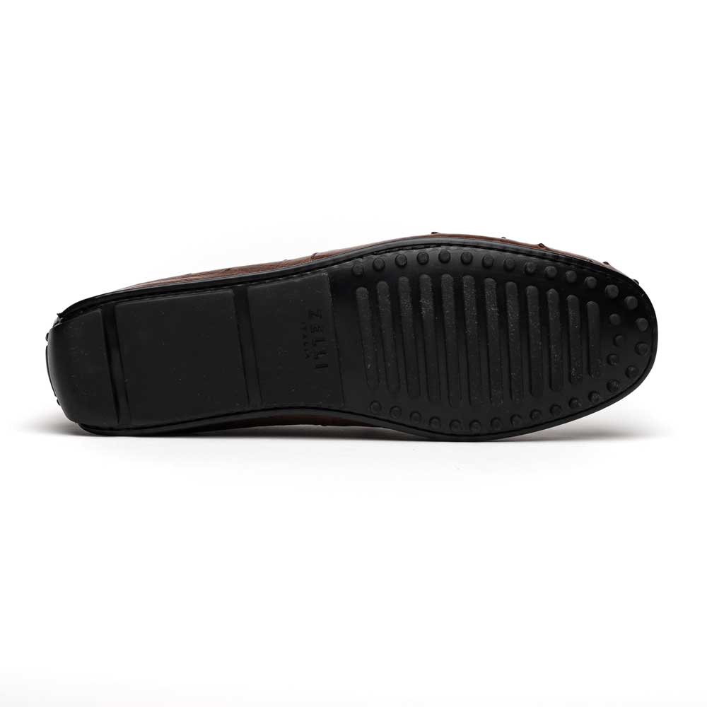 Zelli Monza Genuine Ostrich Quill Driving Loafers in Brown