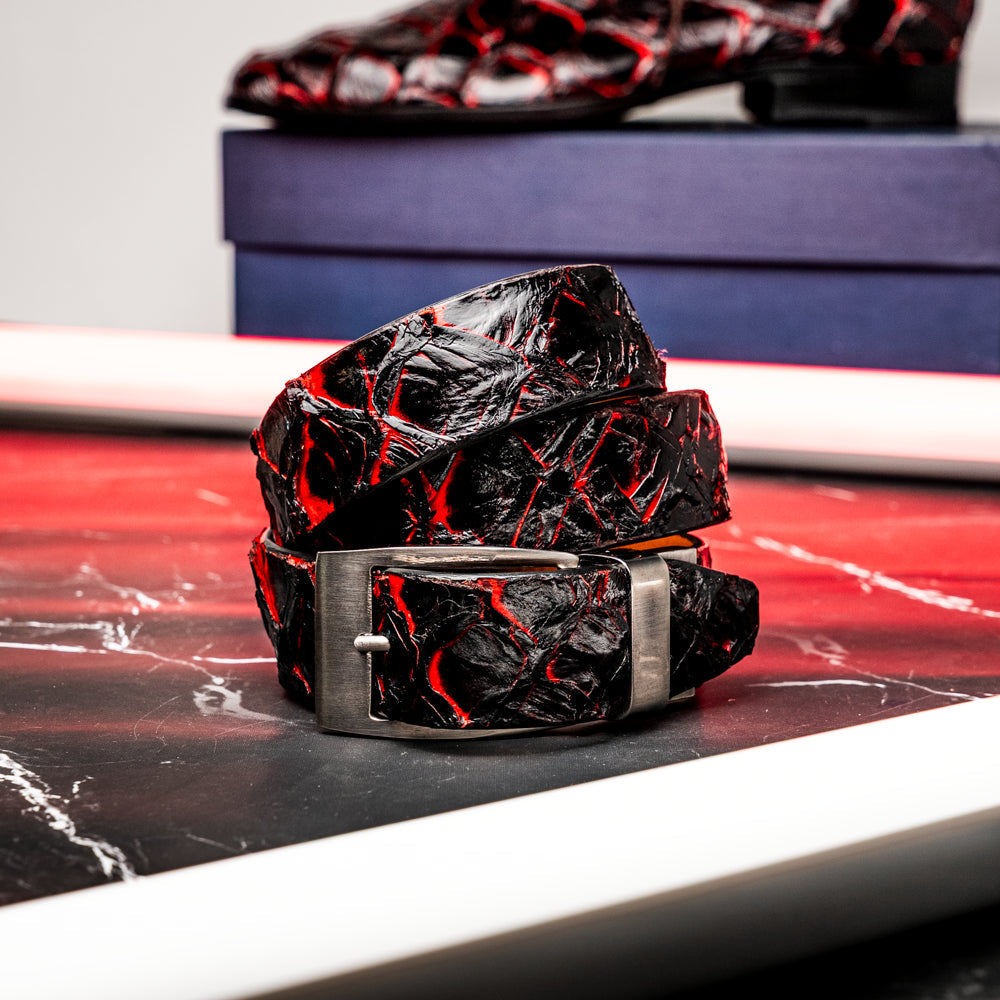 Marco Di Milano Olivieri Blackcherry Leather Belted Loafer