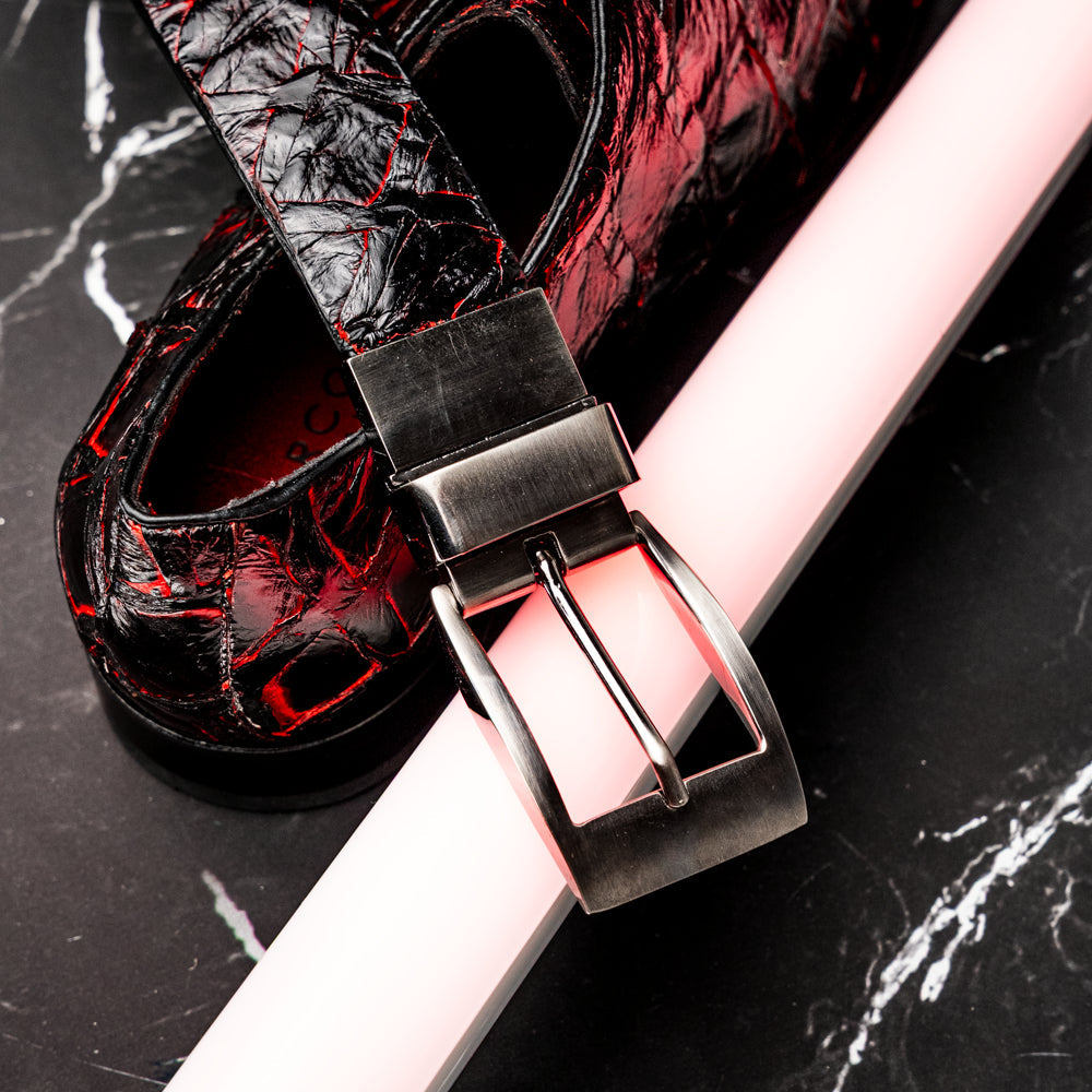 Marco Di Milano Olivieri Blackcherry Leather Belted Loafer