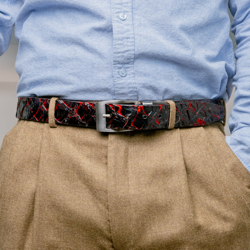 Marco Di Milano Olivieri Blackcherry Leather Belted Loafer