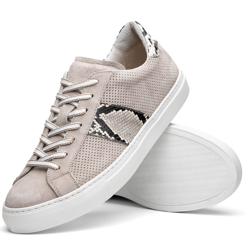 Zelli Olympias Python and Sueded Goatskin Luxury Sneakers in Grey