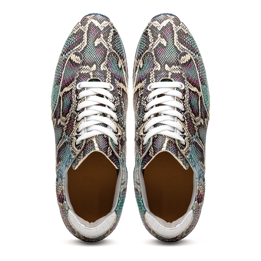 Zelli Peri Python Embossed Calfskin Sneakers in Marine Blue
