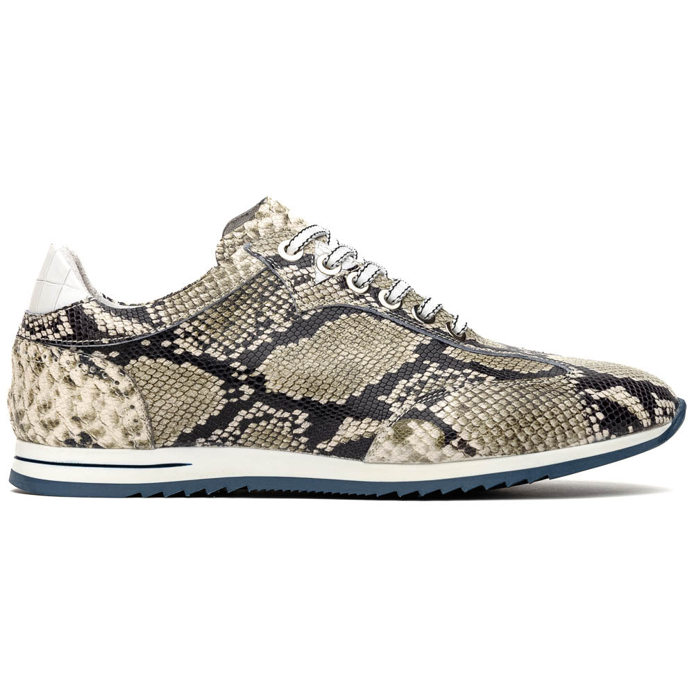 Zelli Peri Python-Embossed Calfskin Sneakers in Black / White