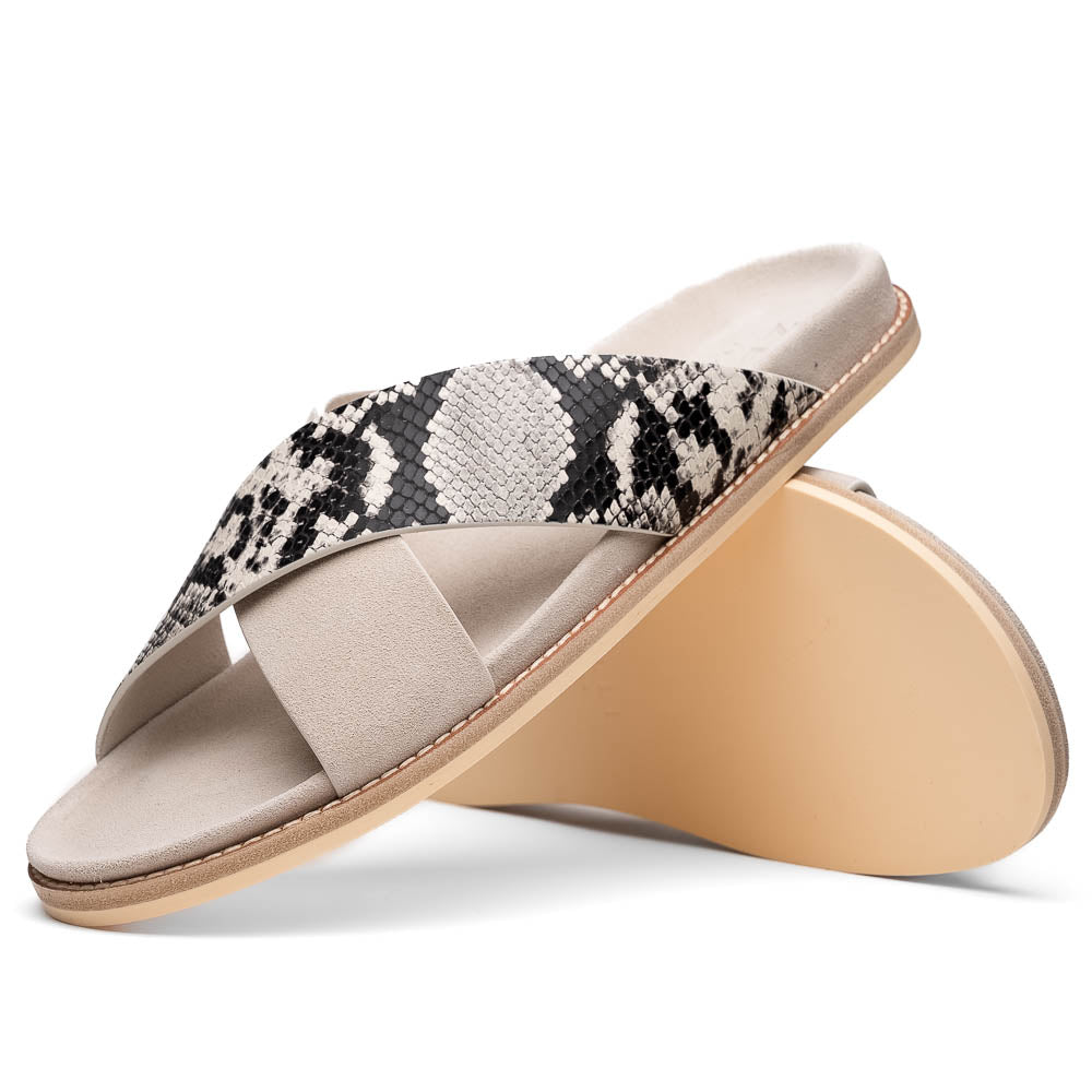 Zelli Rena Sueded Goatskin and Embossed Python Leather Slide