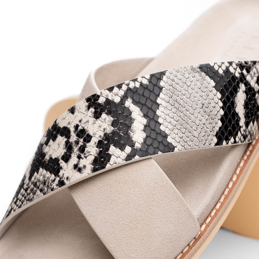 Zelli Rena Sueded Goatskin and Embossed Python Leather Slide