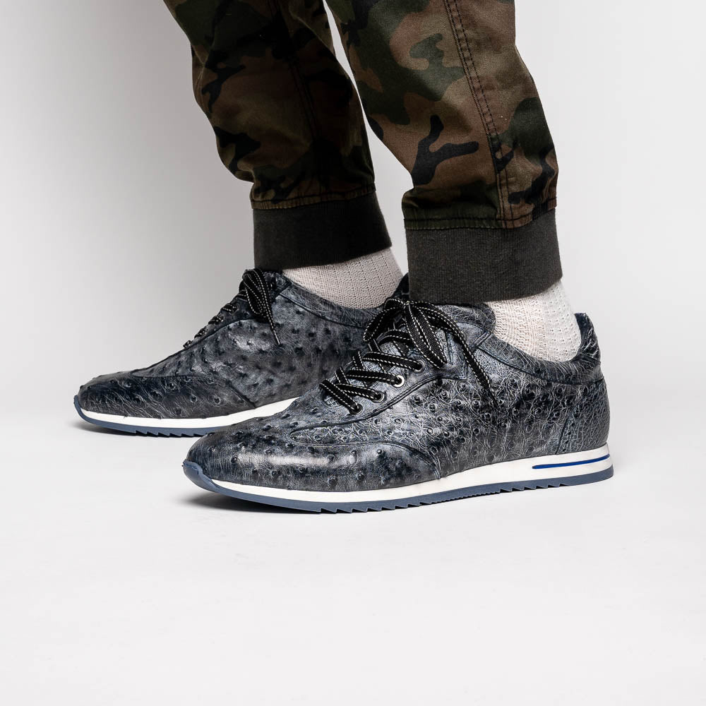 Zelli Rio Genuine Ostrich Quill Sneakers in Faded Black