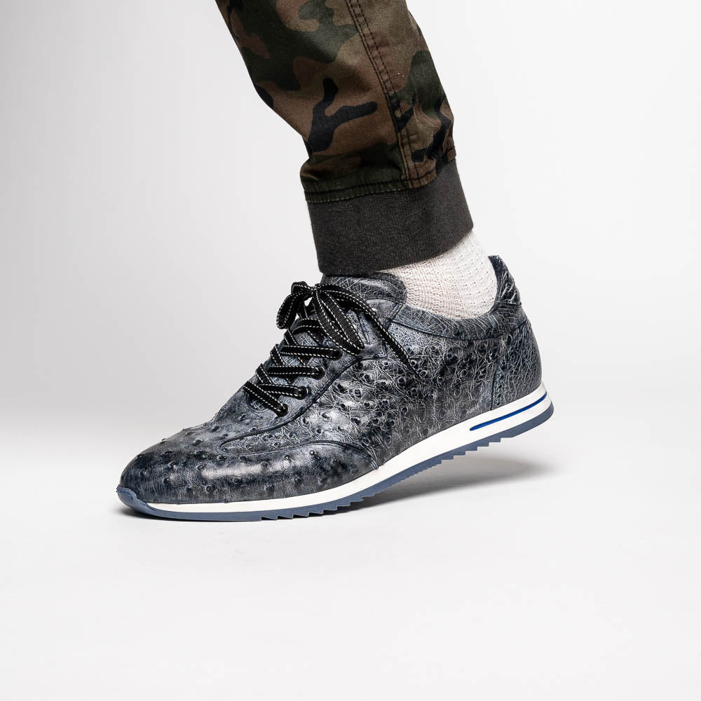 Zelli Rio Genuine Ostrich Quill Sneakers in Faded Black