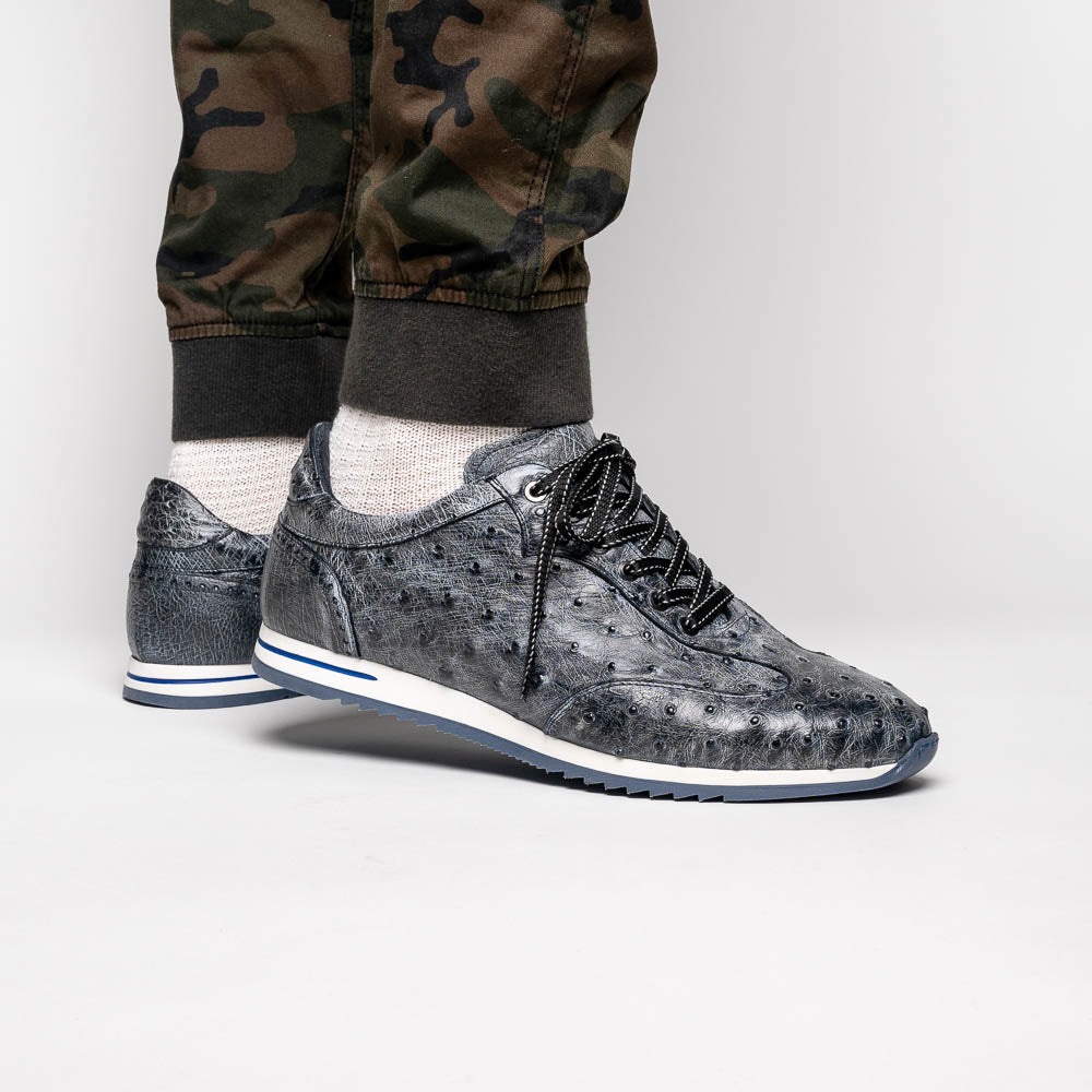 Zelli Rio Genuine Ostrich Quill Sneakers in Faded Black