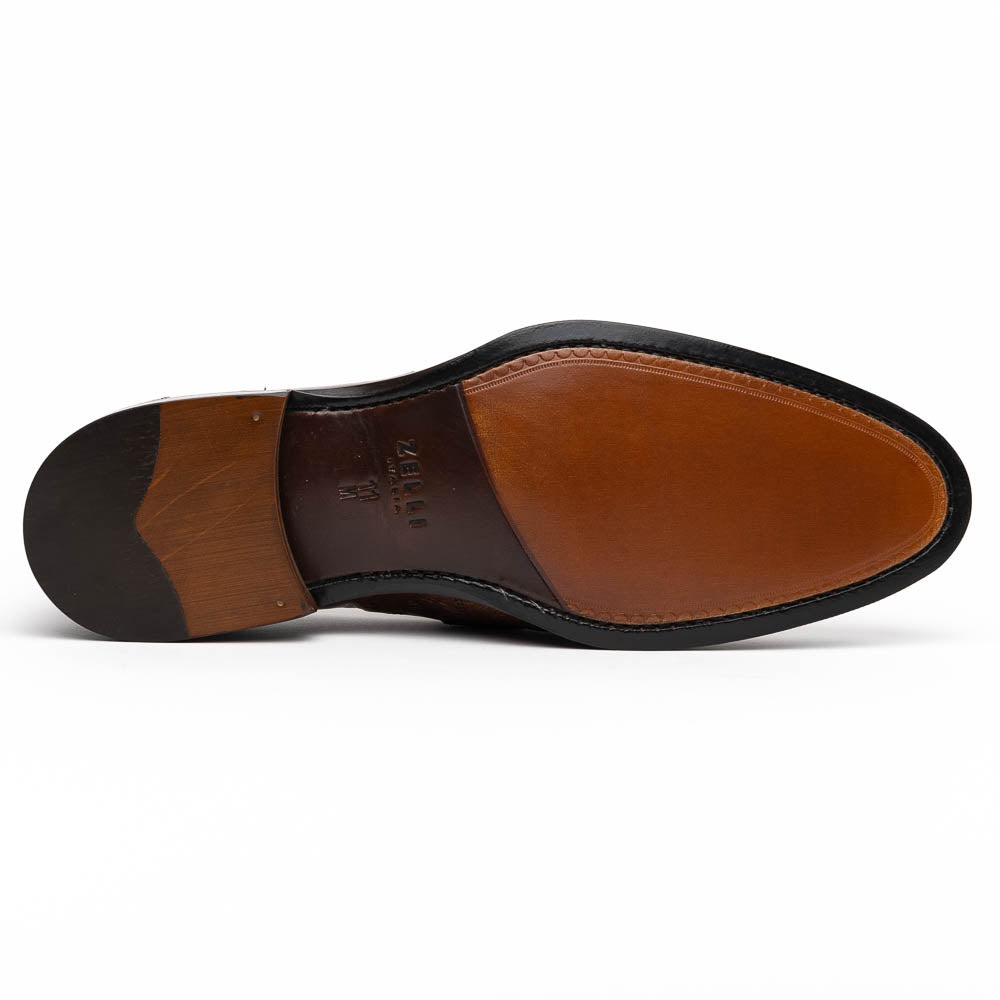 Zelli Roma Classic Penny Loafers in Genuine Brown Ostrich Quill