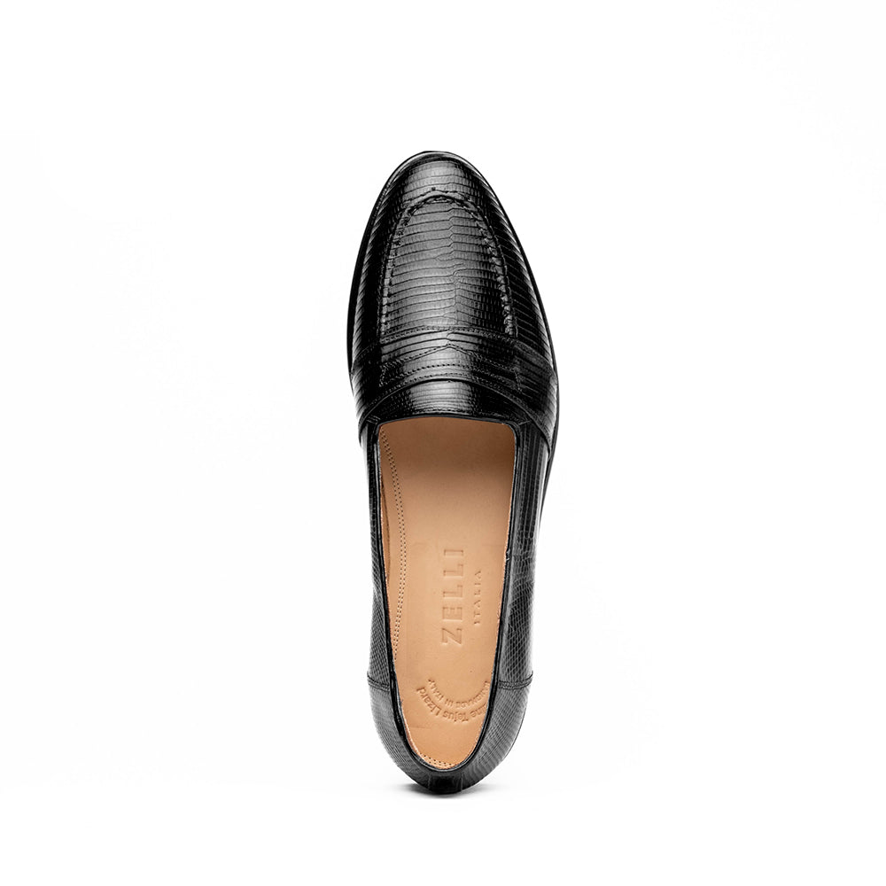 Zelli Rossi Genuine Teju Lizard Apron Toe Slip-On Loafer in Black