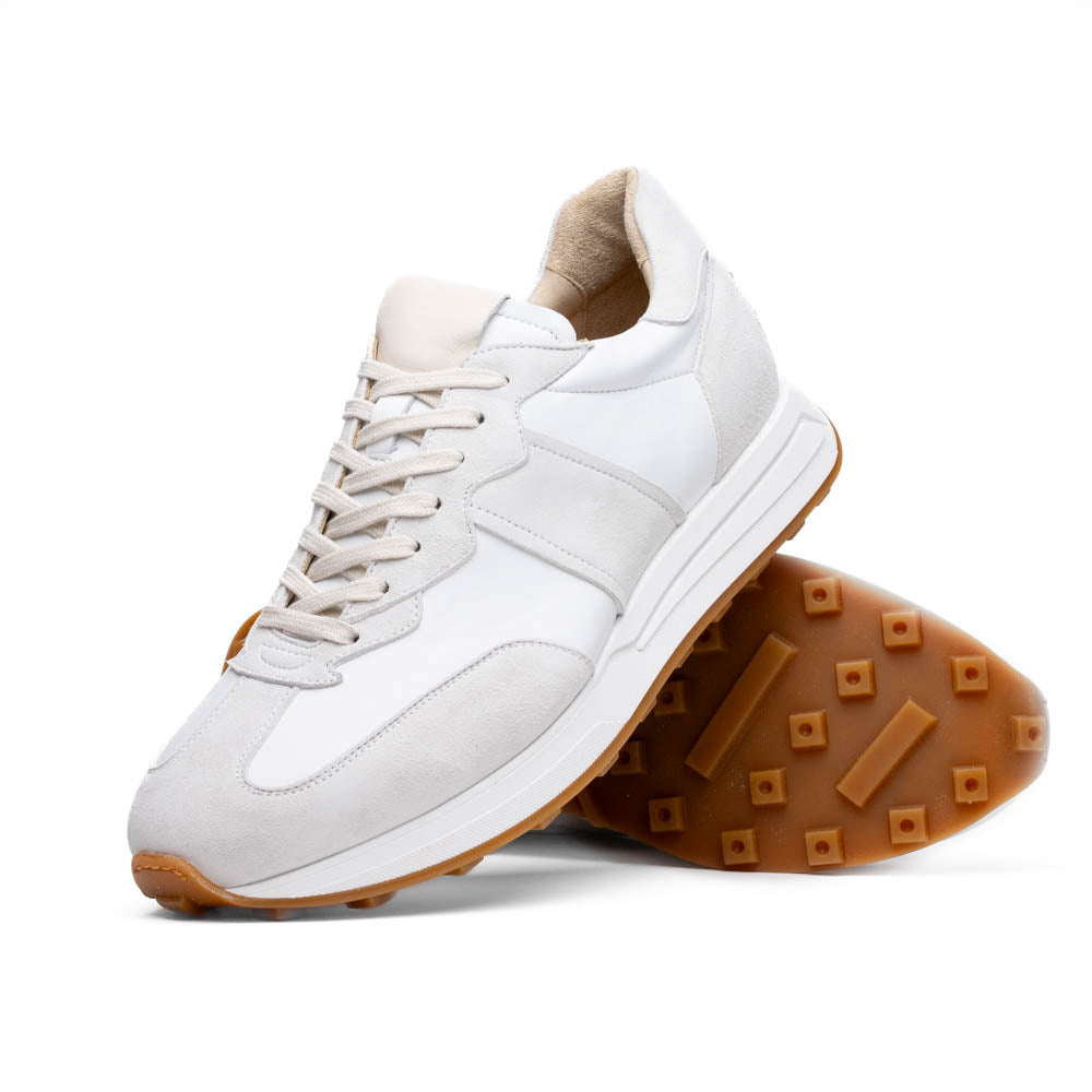 Zelli Roxi Italian Suede and Calfskin Luxury Sneaker in White