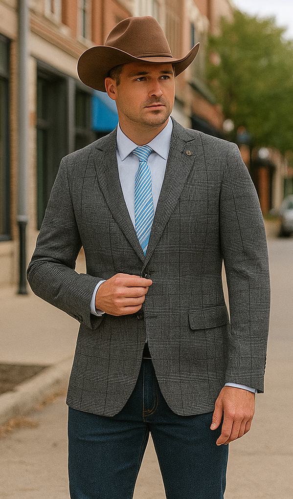 Saco vaquero - Western Sport Coat - Western Blazer- Mens Slim Fit Half Canvas Patch Pocket Summer Cotton Blazer In Charcoal G