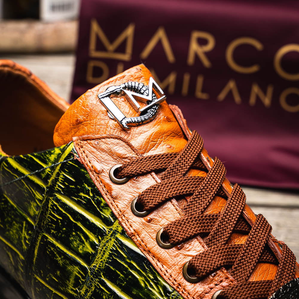 Marco_Di_Milano Saulo: Green & Cognac Leather Shoe