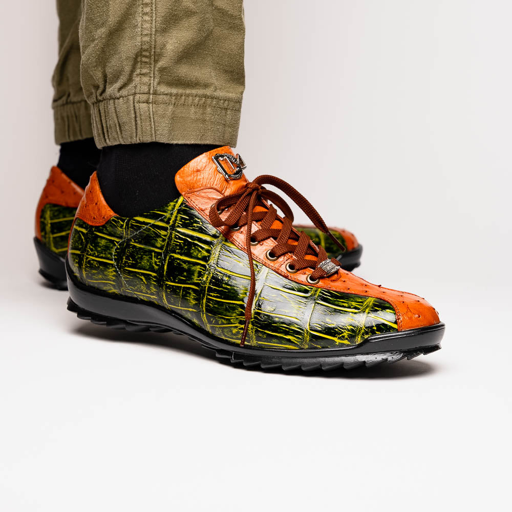 Marco_Di_Milano Saulo: Green & Cognac Leather Shoe