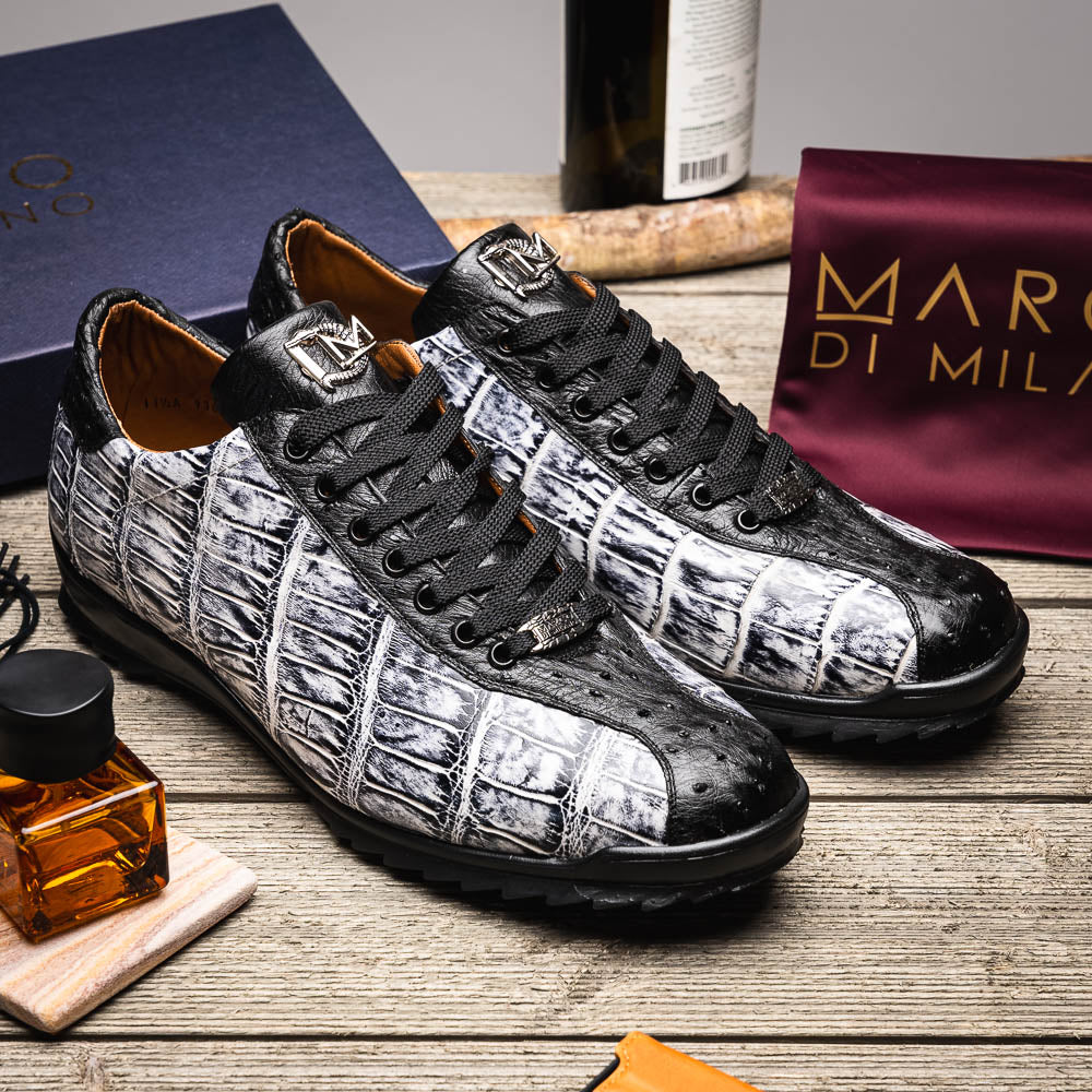 Marco_Di_Milano Saulo Newspaper Black Leather Luxury Shoe