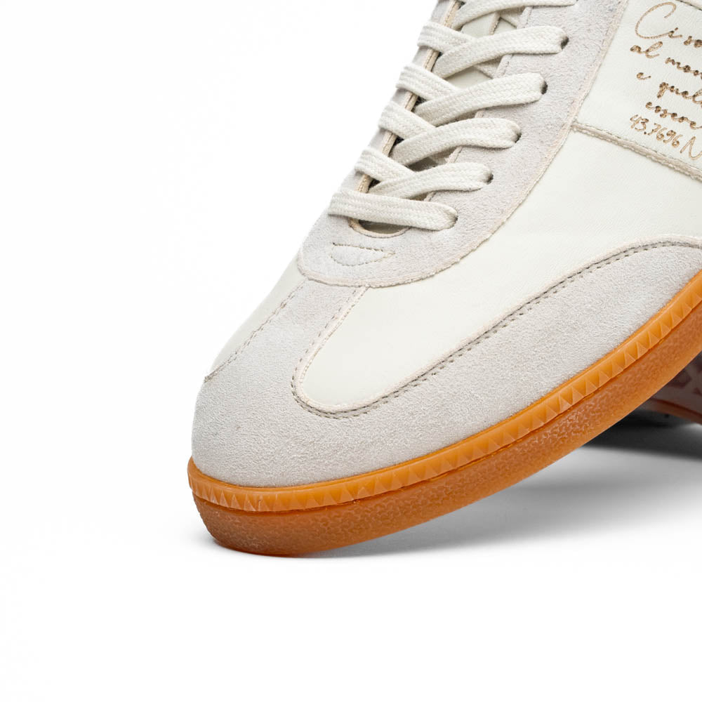 Zelli Shizzo Signature Sneaker in White Calfskin and Suede
