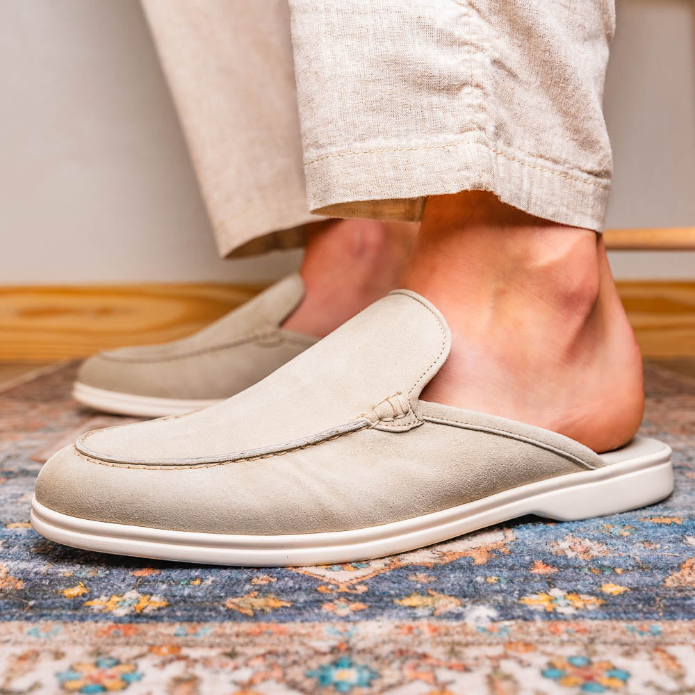 Zelli Soro Sueded Goatskin Slip-On Mule in Grey