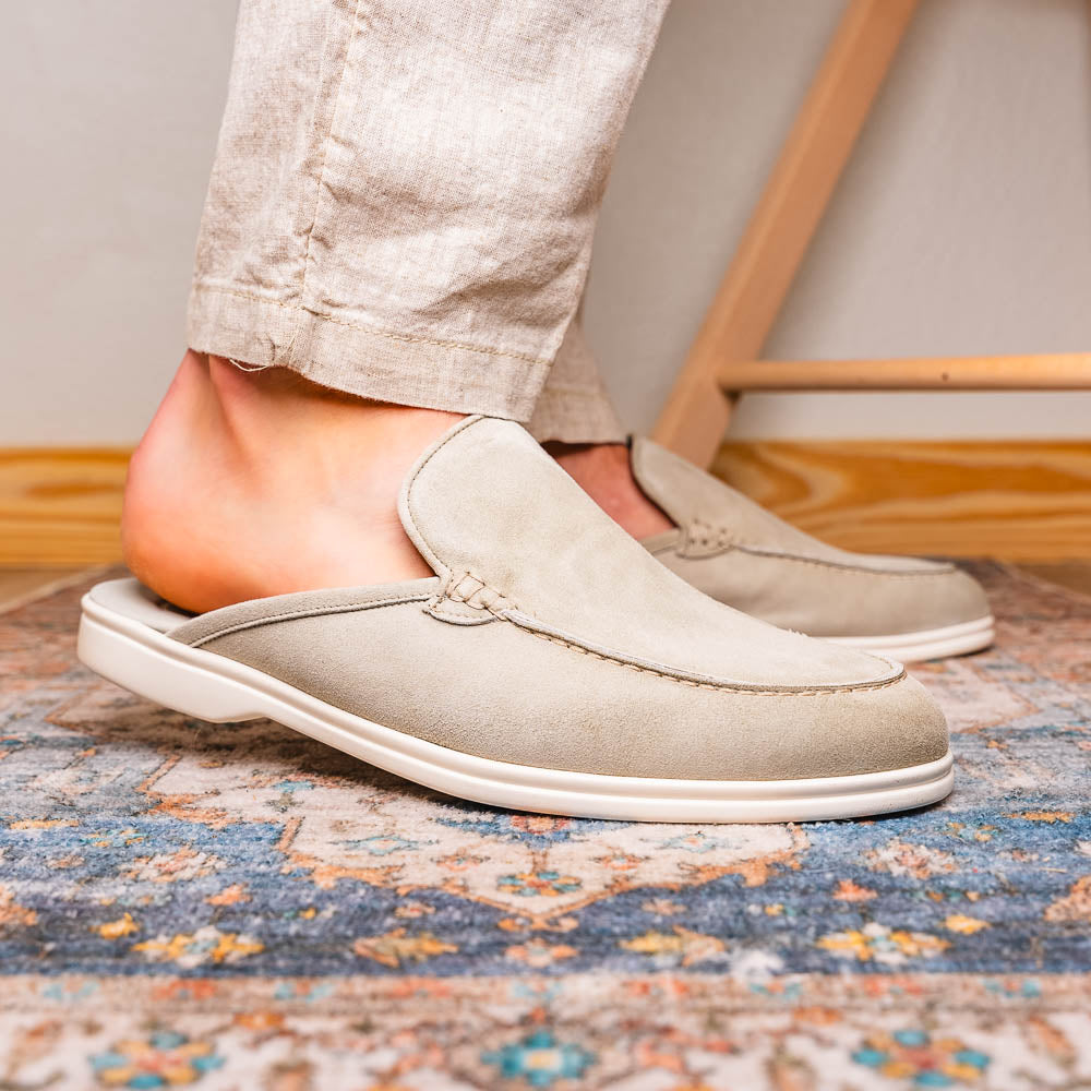 Zelli Soro Sueded Goatskin Slip-On Mule in Grey