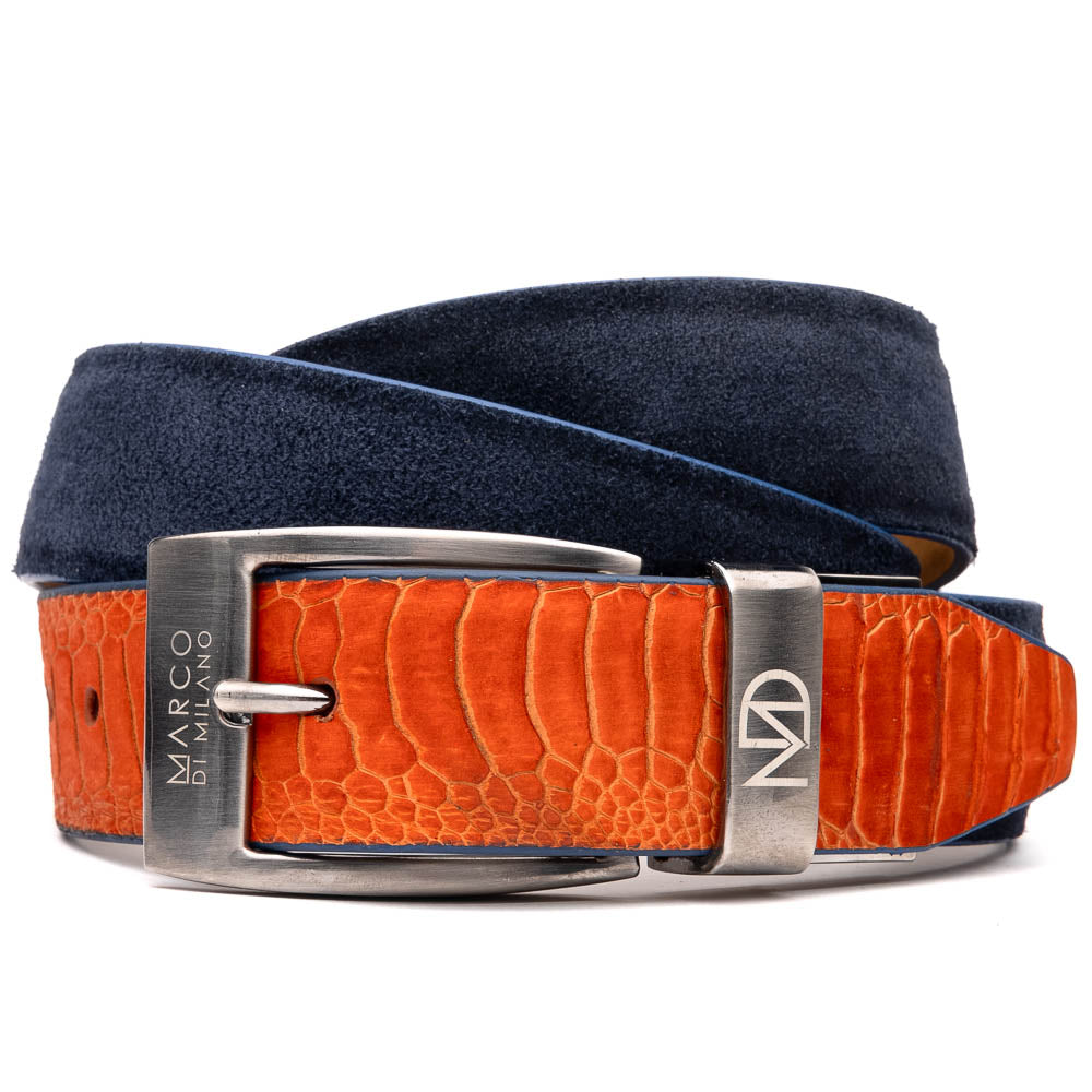Marco Di Milano Hugo Belt: Leather Loafer - Orange/Navy