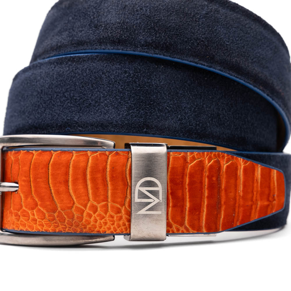 Marco Di Milano Hugo Belt: Leather Loafer - Orange/Navy