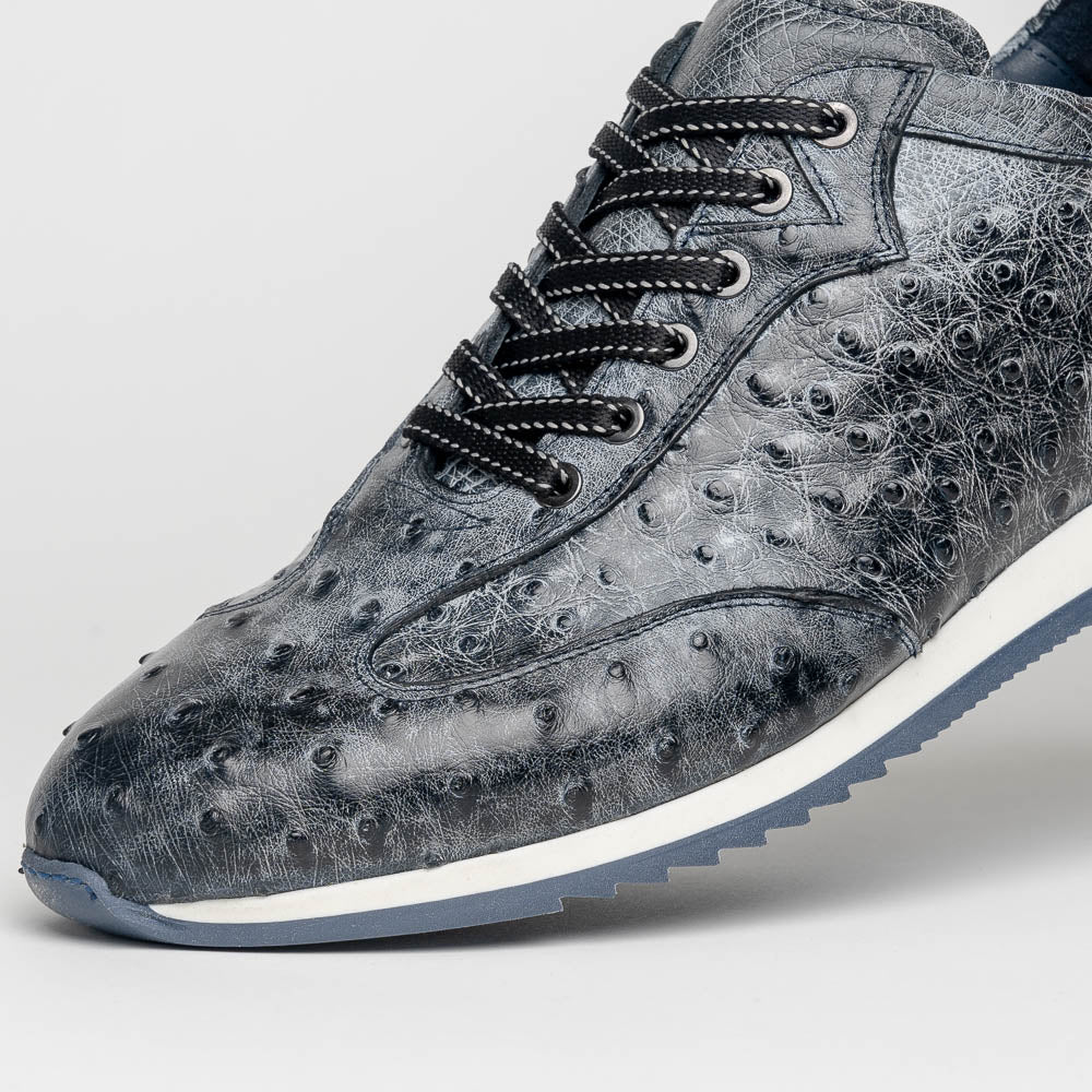 Zelli Rio Genuine Ostrich Quill Sneakers in Faded Black