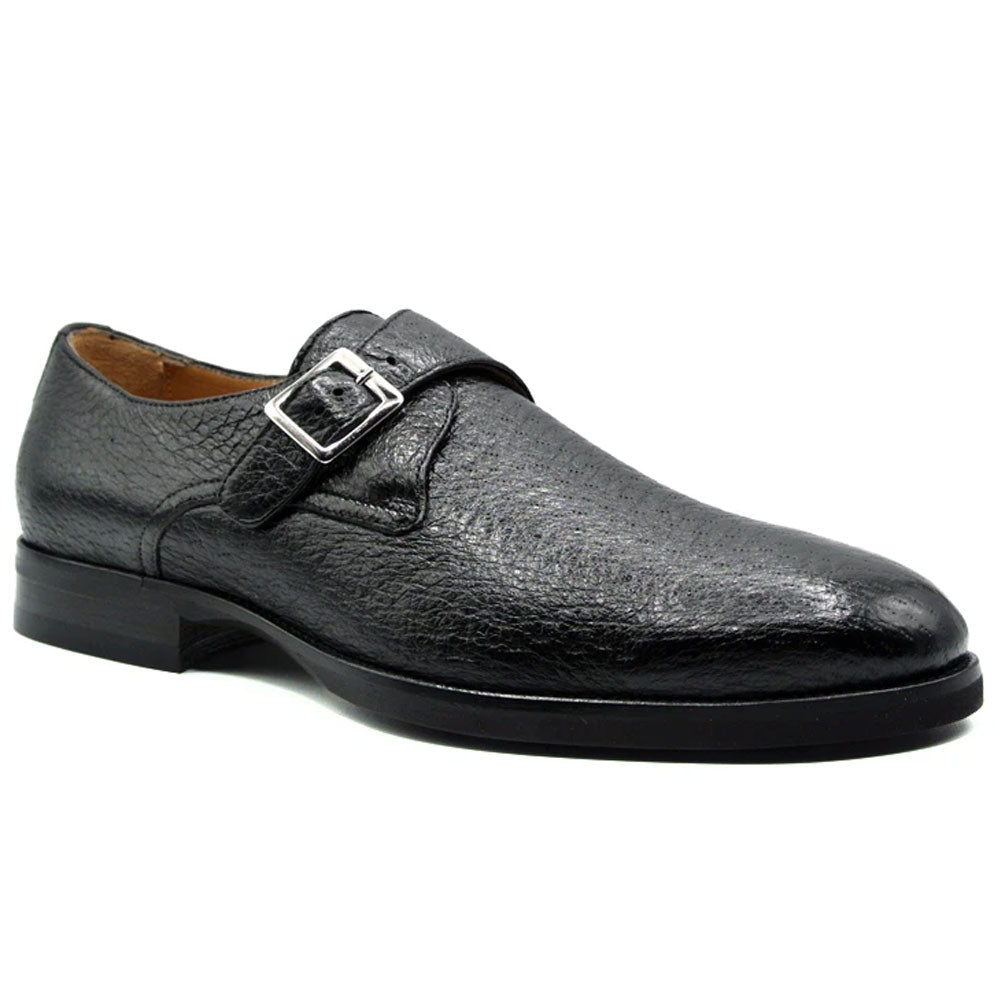 Zelli Roman Genuine Peccary Monk Strap Dress Shoes in Black