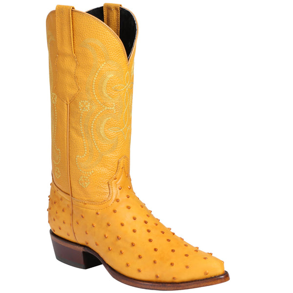 El general Boots - Buttercup Ostrich Print Boots Pointed Toe