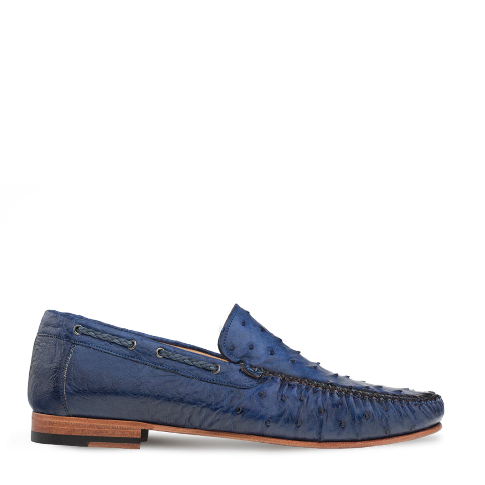 Mezlan Ostrich Leather Moccasin Slip-On Loafers