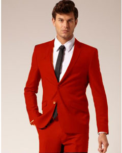 Rojo 2 Botón Estilo Cortar delgado Traje y Pantalones - Trajes Para Hombre SKU*RDE021