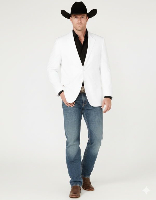 White Blazer - Mens White Western Blazer – Classic Cowboy Style Sport Coat for Formal - Cowboy Jacket
