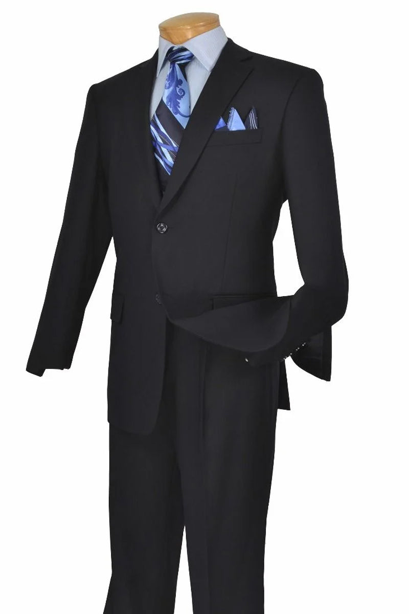 Apollo King Navy Poplin Suit: Two Button Modern Fit