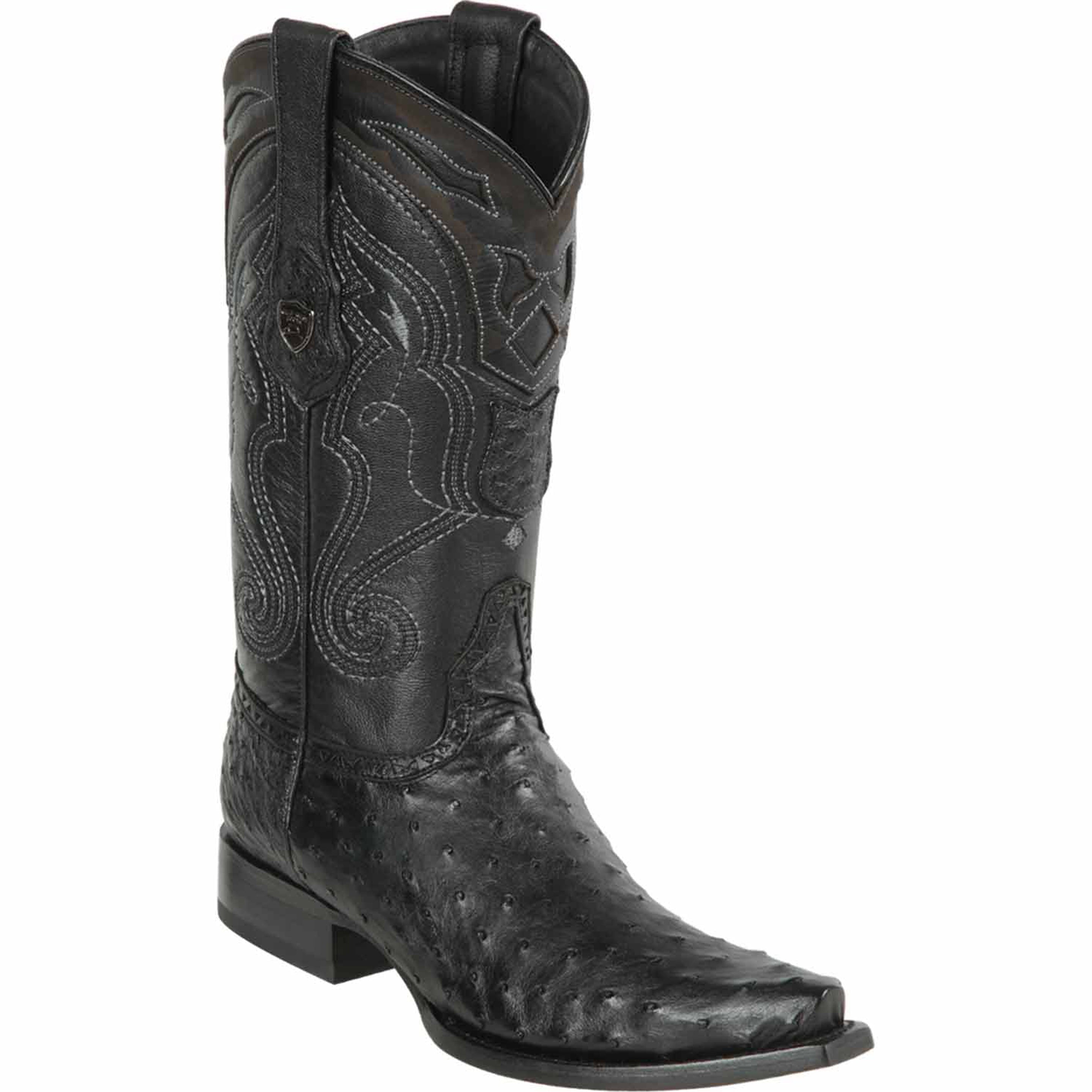 Black ostrich cowboy boot