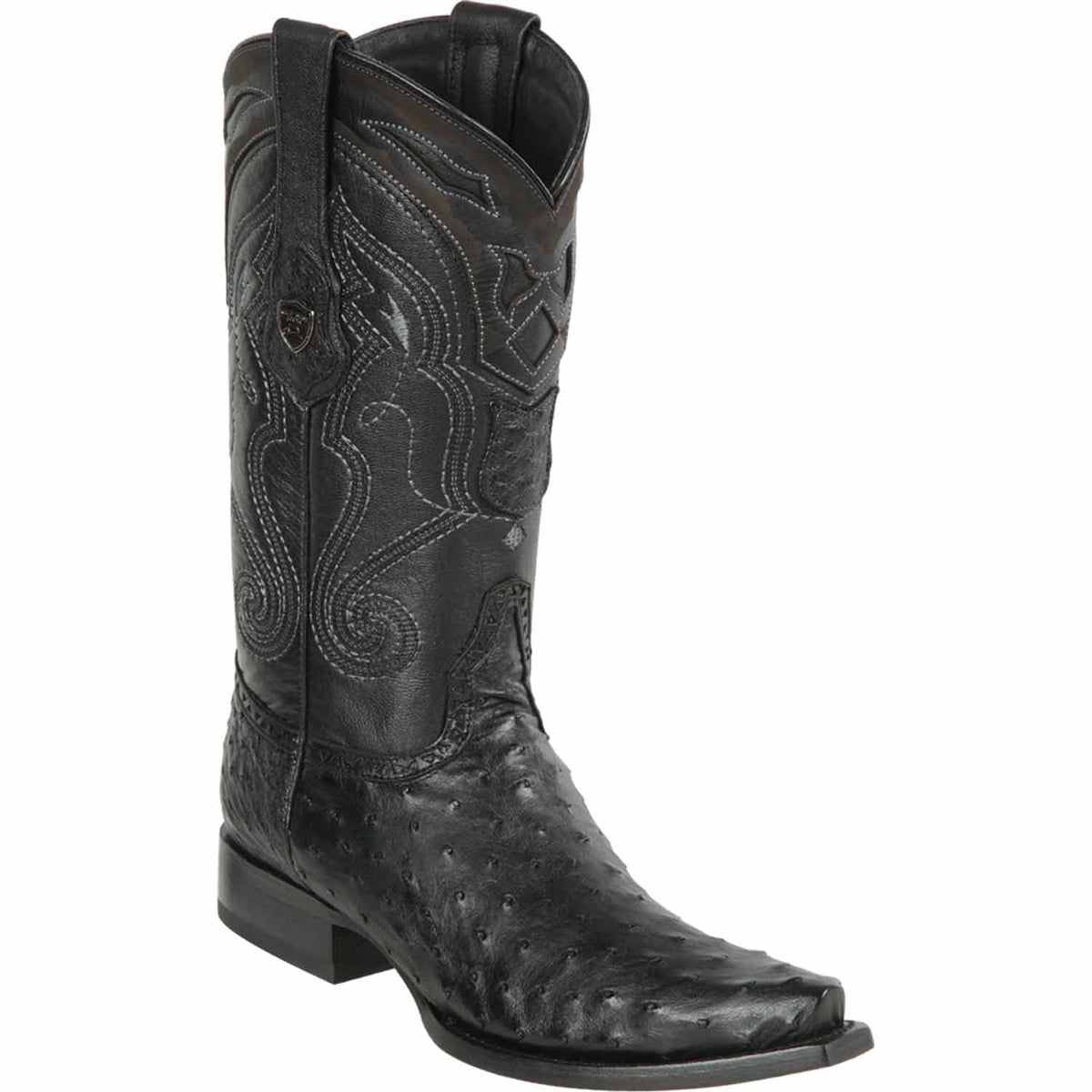 Black ostrich cowboy boot