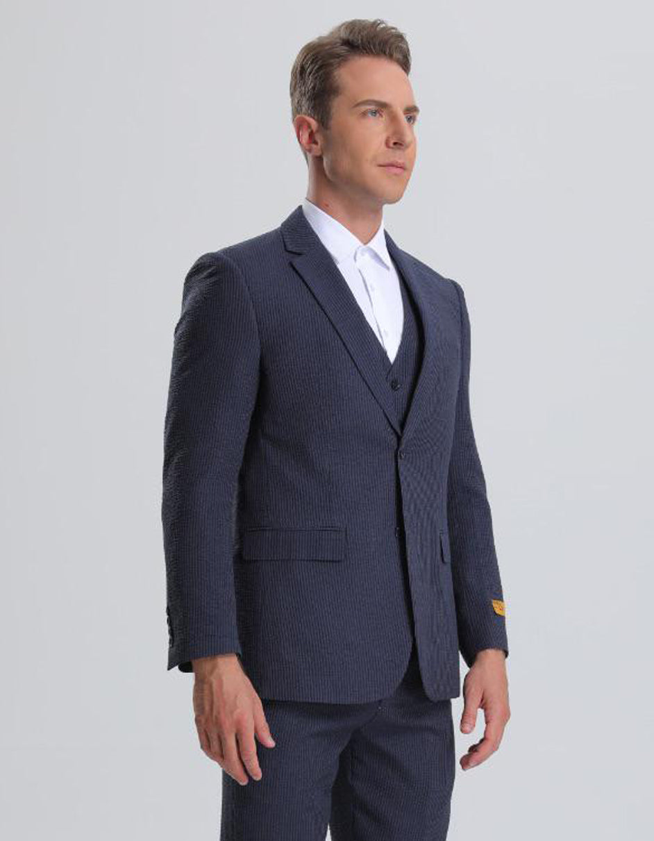 Trajes De Dombre Para Boda - Trajes De Novio - Traje Para Hombre - Navy Pinstripe Suit