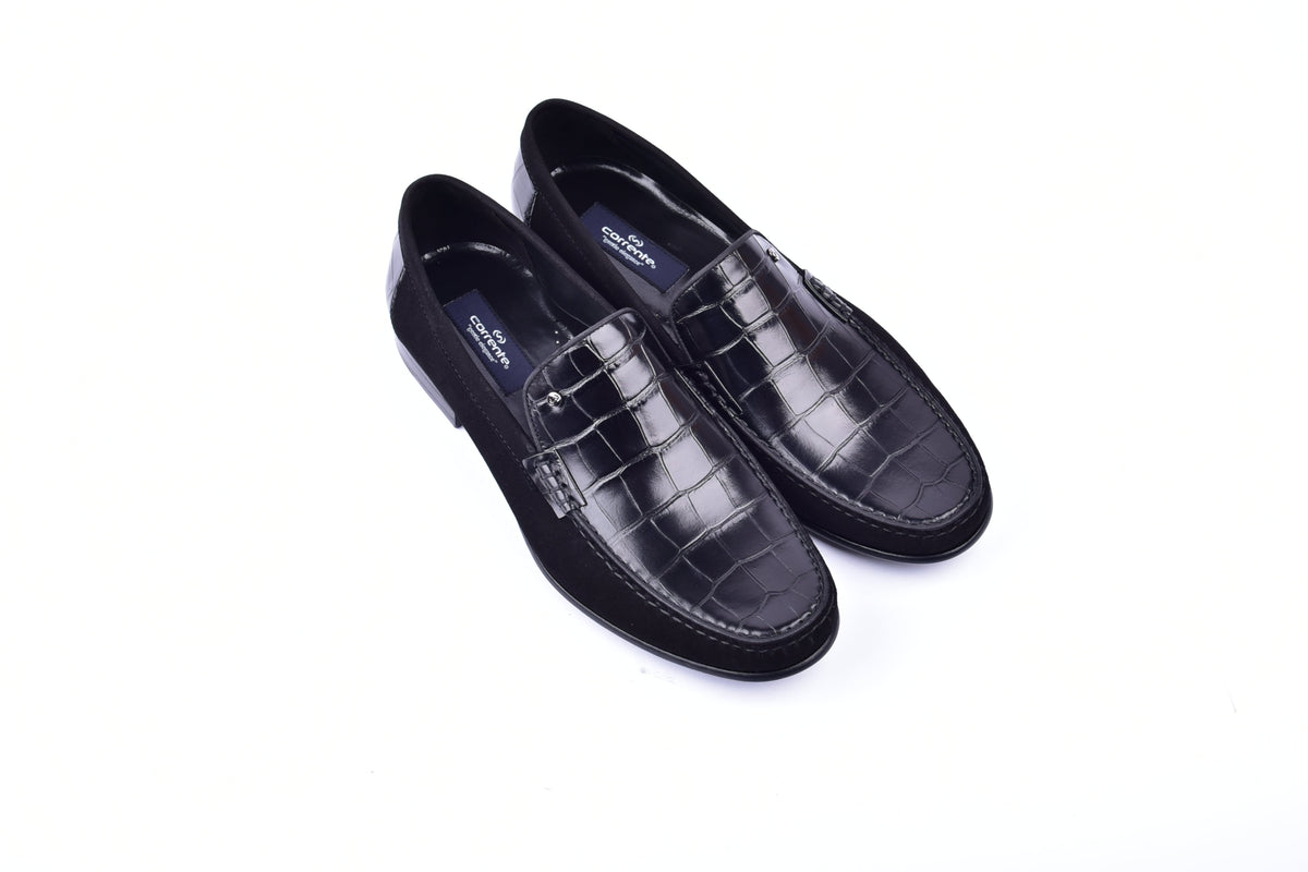 C0014057-3898C Suede And Croco print vamp-Black