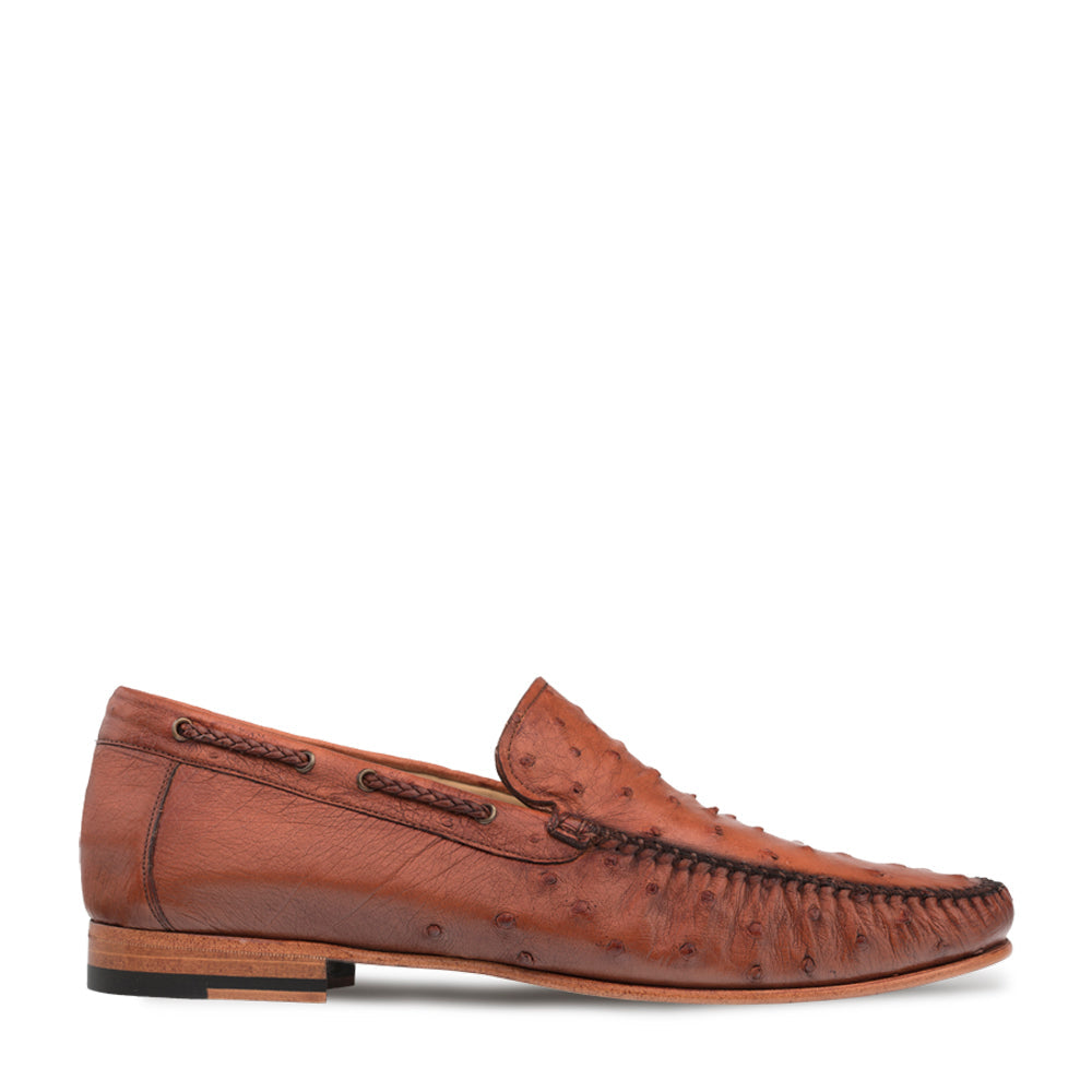 Mezlan Ostrich Leather Moccasin Slip-On Loafers