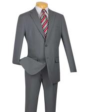 Soltero Pecho Gris Muesca Solapa Barato Delgado Ajuste 2 Botón Traje Con Plano Frente Pantalón - Trajes Para Hombre SKU*HA296
