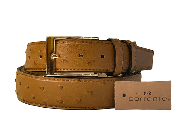 Tan Ostrich Belt - CBelt -Genuine Ostrich Belt- Tan