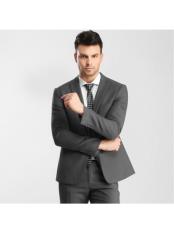 Soltero Pecho Pico Solapa Delgado Ajuste Gris Traje Con Pantalón - Trajes Para Hombre SKU*HA2733