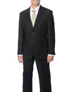 Negro Delgado Ajuste 2 Botón Chaqueta Europeo Plano Frente Pantalón - Trajes Para Hombre SKU*PN-F9