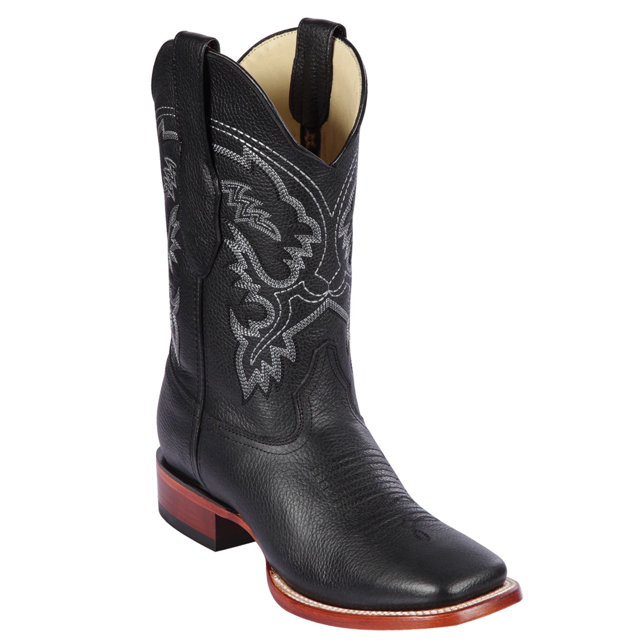 Black square toe cowboy boots 