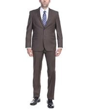 Trajes de negocios a precios económicos de dos piezas con corte entallado marrón para hombre - Trajes Para Hombre SKU*PL