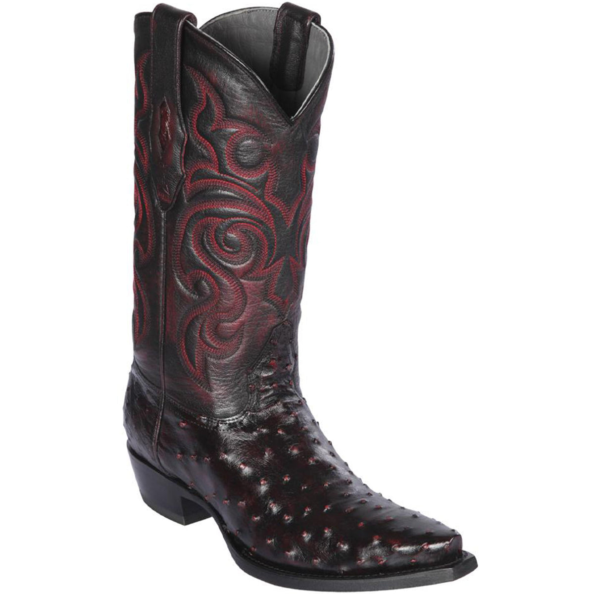 Los Altos Boots - Men's Ostrich Western Boots Black Cherry