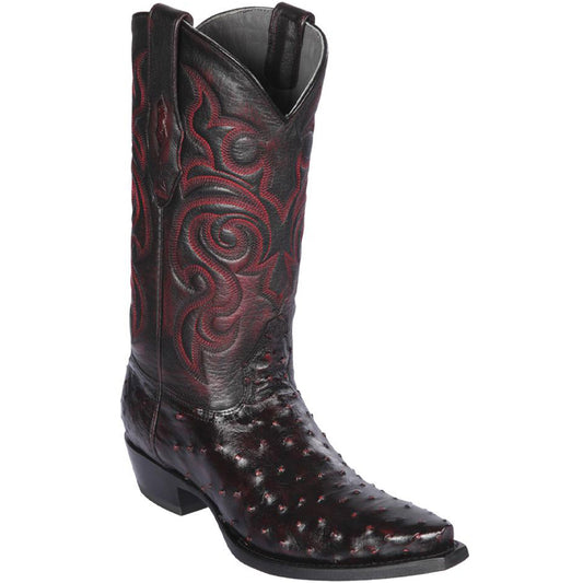 Los Altos Boots - Men's Ostrich Western Boots Black Cherry