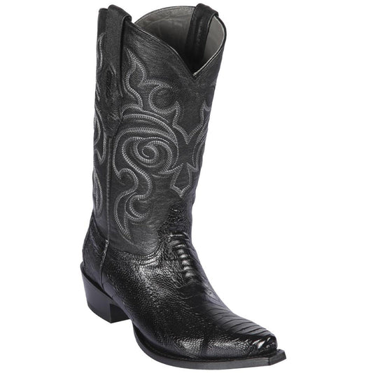 Mens Black Ostrich Leg Boots Snip Toe - Los Altos Boots